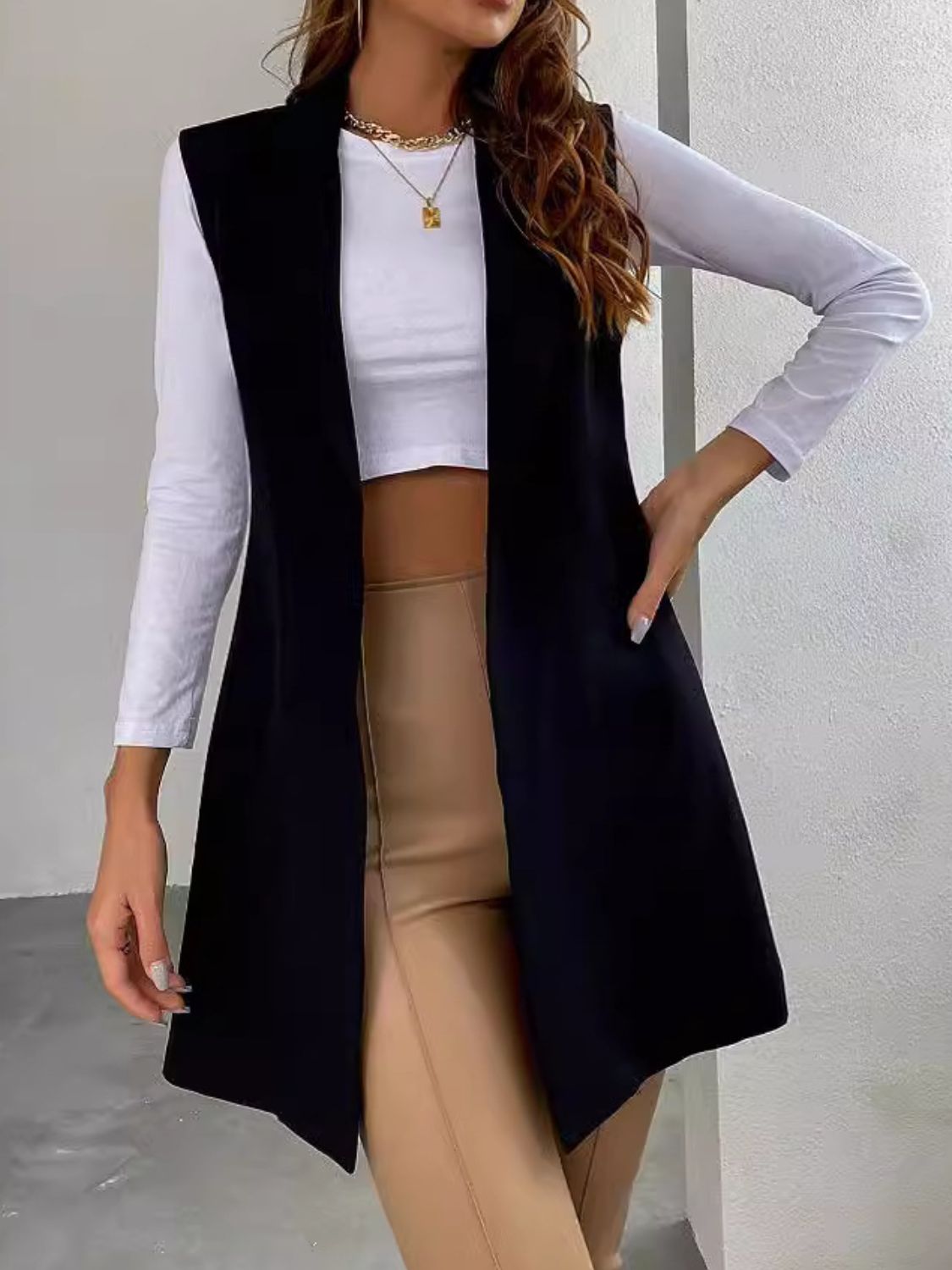 Open Front Longline Vest Coat