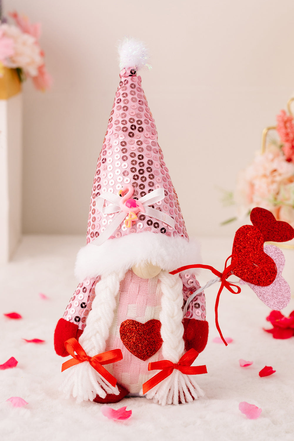 Mother's Day Sequined Heart Pointed Hat Faceless Gnome