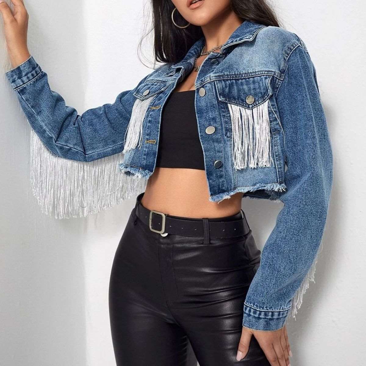 Fringe Denim Jean Jacket