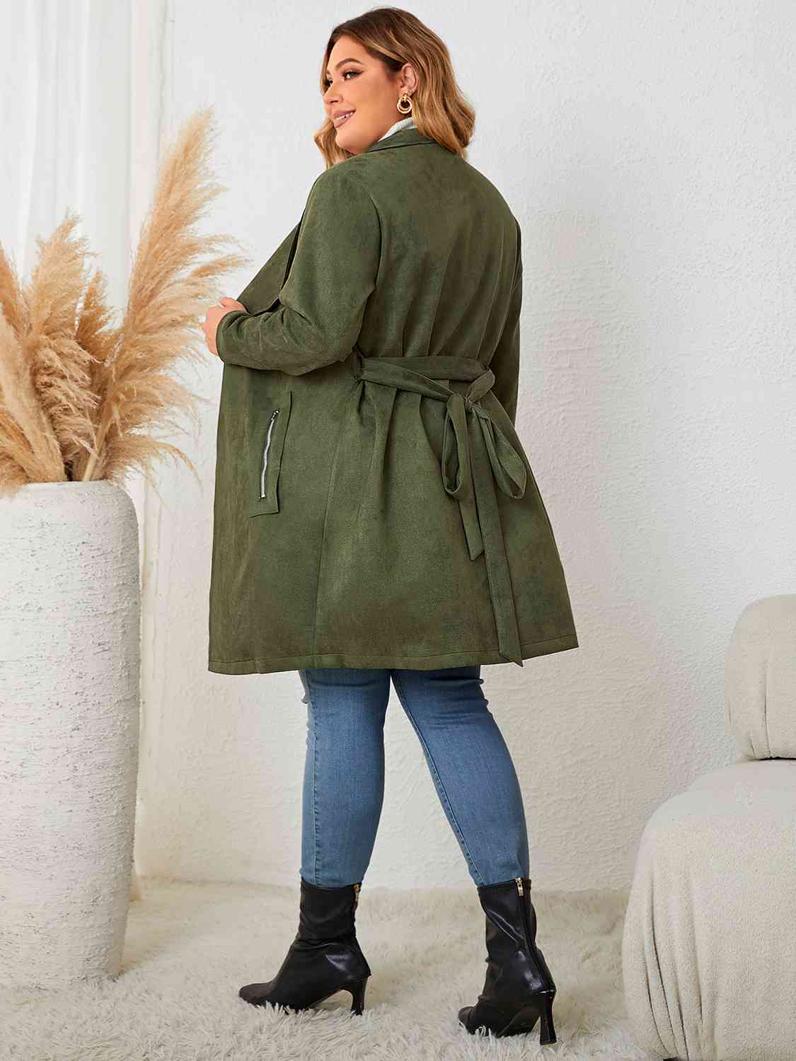 Plus Size Tie Back Trench Coat