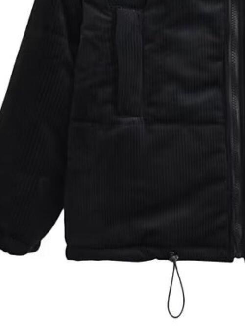 Zip Up Drawstring Winter Coat with Pockets