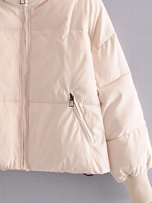 Zip Up Drawstring Winter Coat with Pockets