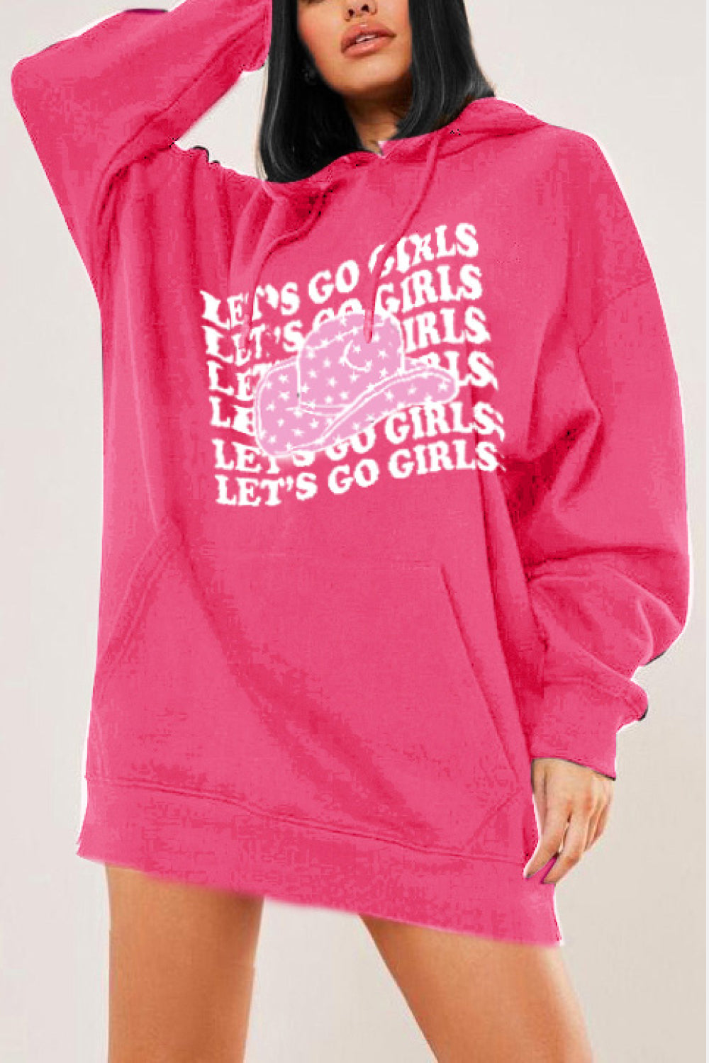 Simply Love Simply Love Full Size LET’S GO GIRLS Graphic Dropped Shoulder Hoodie