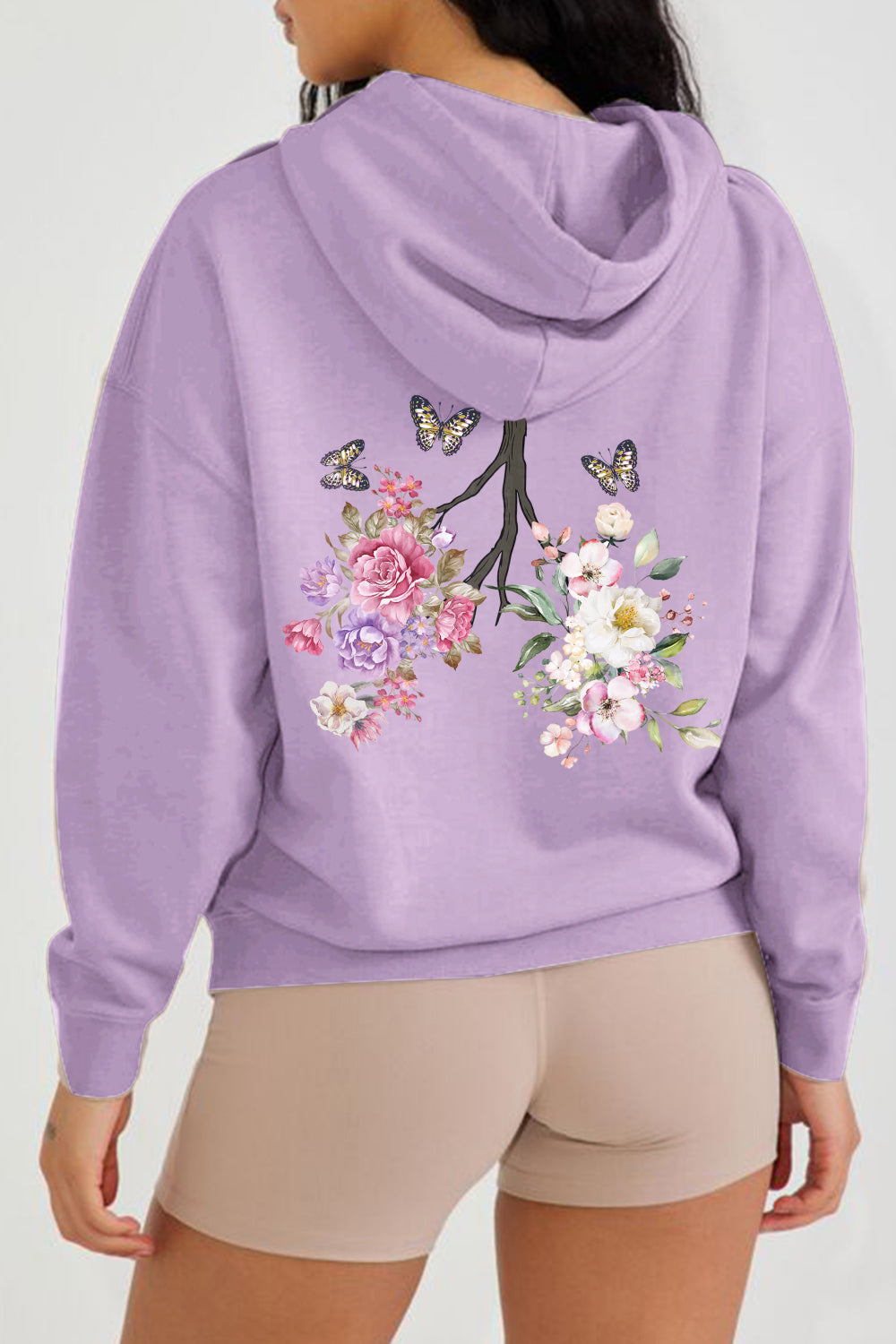 Simply Love Full Size Flower & Butterfly Graphic Hoodie