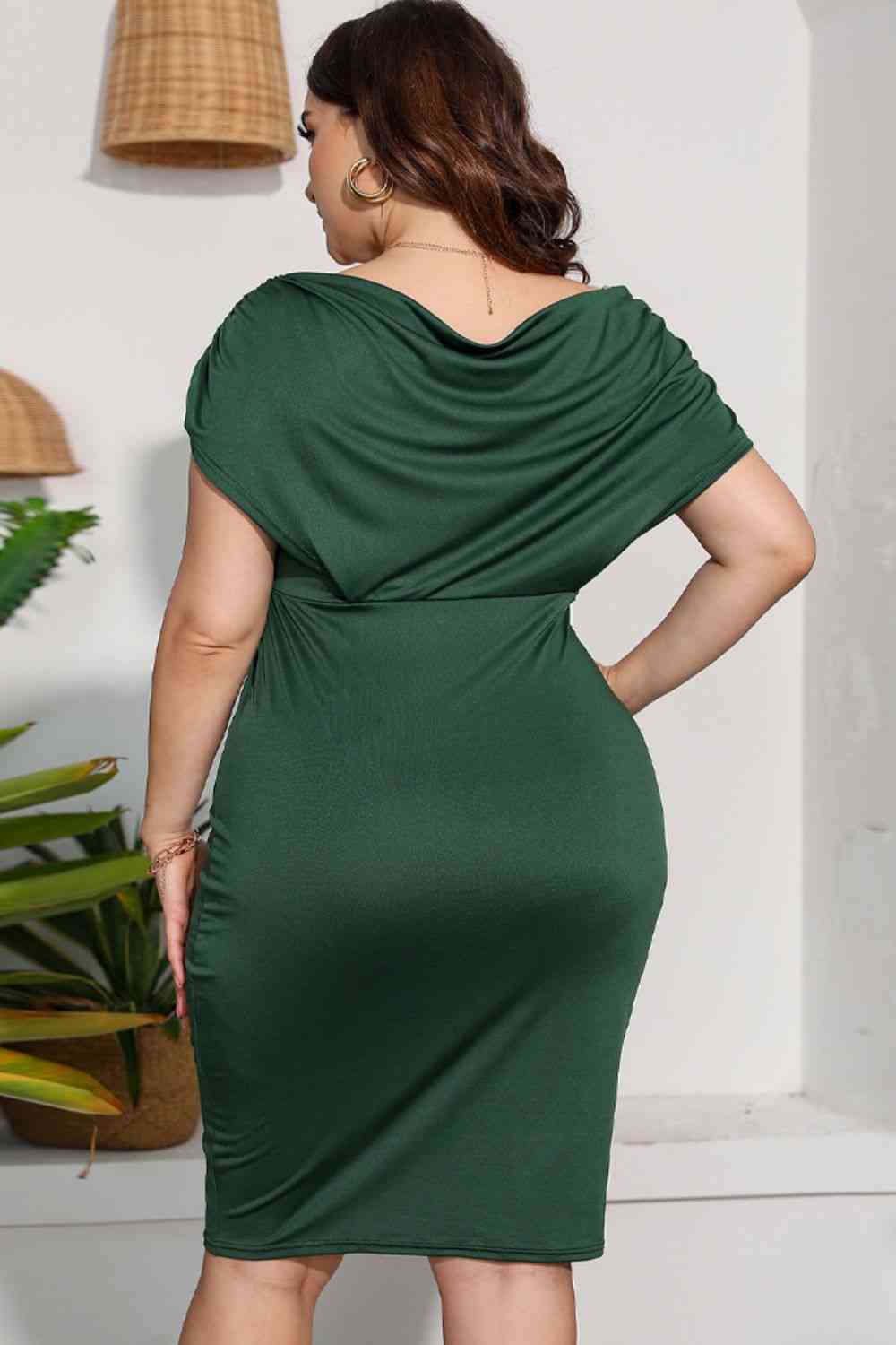 Plus Size Ruched V-Neck Dress